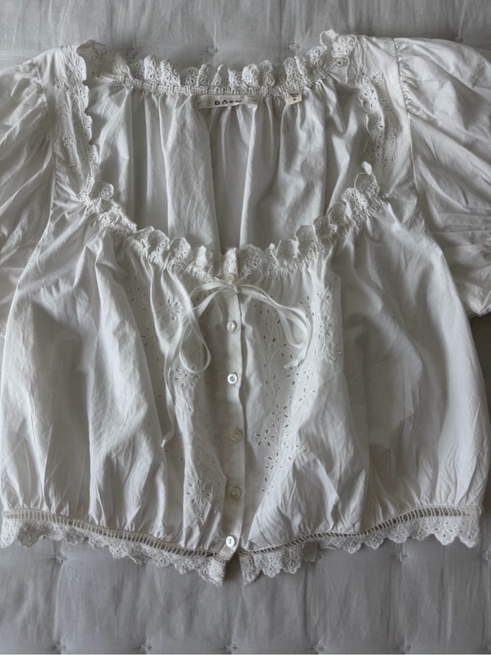 Doen Small Nera Top White Eyelet Salt Cotton Poplin - Picture 10 of 14
